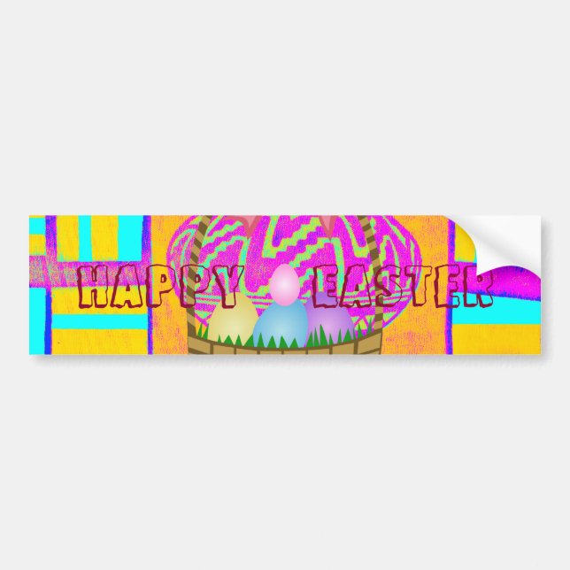 West African Inspired Easter Basket & Eggs Art  Bumper Sticker (Front)