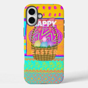 West African Inspired Easter Basket & Eggs Art iPhone 16 Plus Case