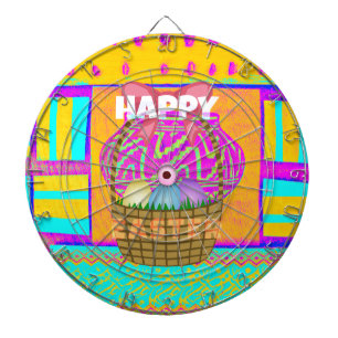 West African Inspired Easter Basket & Eggs Art Dartboard