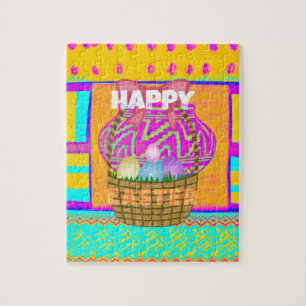 West African Inspired Easter Basket & Eggs Art Jigsaw Puzzle