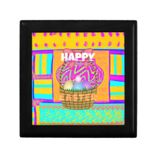 West African Inspired Easter Basket & Eggs Art Keepsake Box