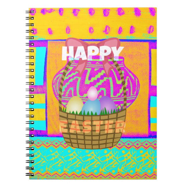 West African Inspired Easter Basket & Eggs Art  Notebook (Front)