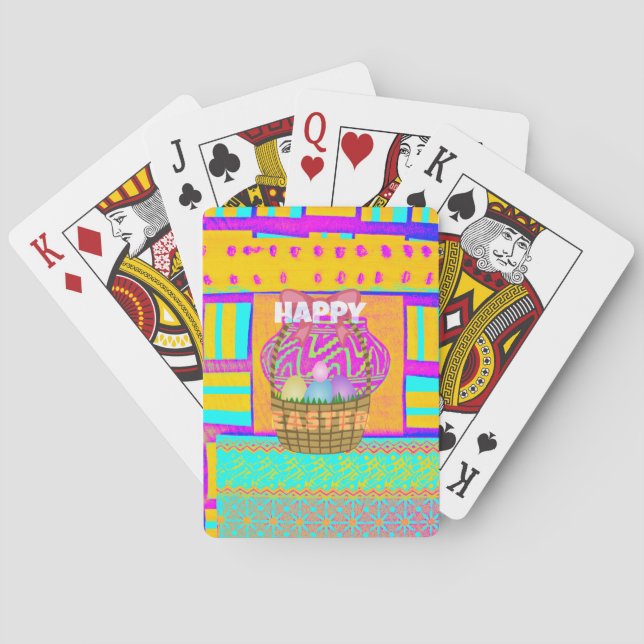 West African Inspired Easter Basket & Eggs Art  Poker Cards (Back)