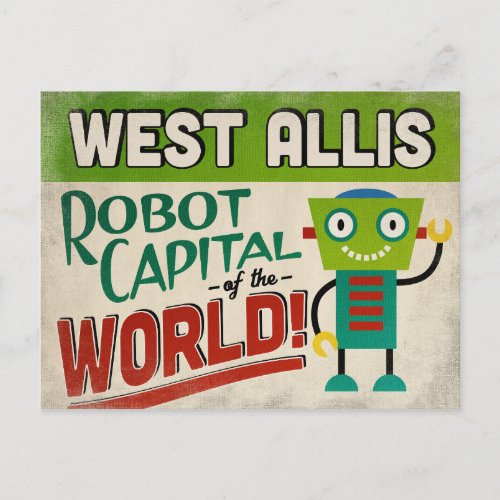 West Allis Wisconsin Robot _ Funny Vintage Postcard