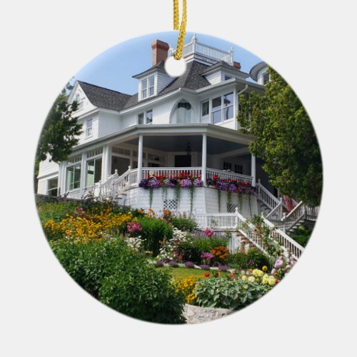 West Bluff Mansion on Mackinac Island Michigan Ceramic Ornament