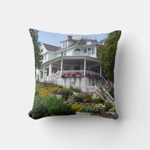 West Bluff Mansion on Mackinac Island Michigan Throw Pillow