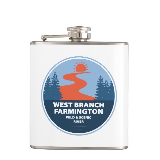 West Branch Farmington Wild And Scenic River Flask (Front)