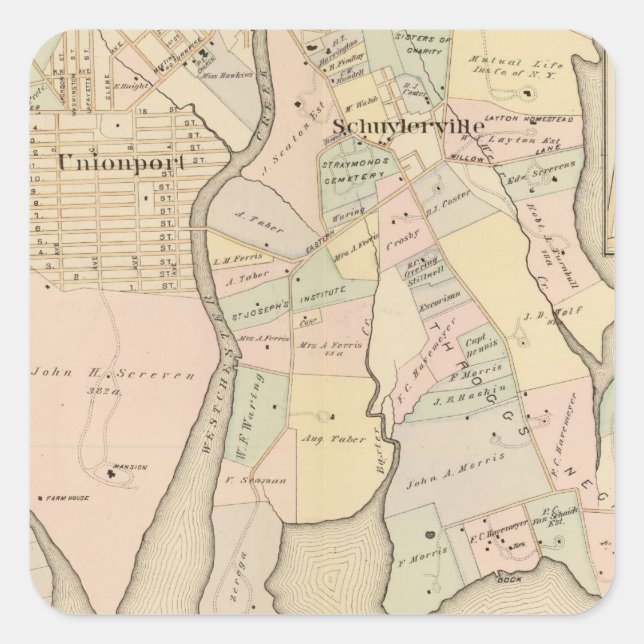 West Chester, Schuylerville, New York Square Sticker (Front)