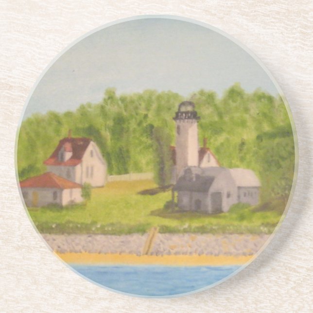 West Chop Lighthouse-Martha's Vineyard Drink Coaster (Front)