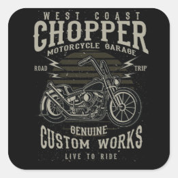 West Coast Chopper Motorcycle Garage Live to Ride Square Sticker