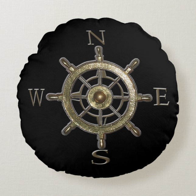 West Coast Compass Round Pillow (Front)