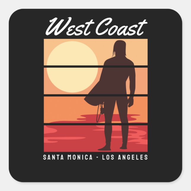 West Coast Santa Monica Square Sticker (Front)
