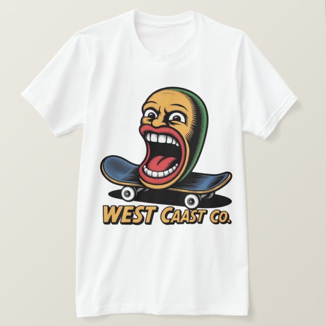 West Coast Skateboard Art T-Shirt (Design Front)