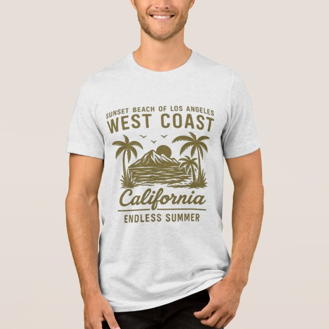 West Coast Vibes – California Sunset Escape Tri-Blend Shirt (Front)