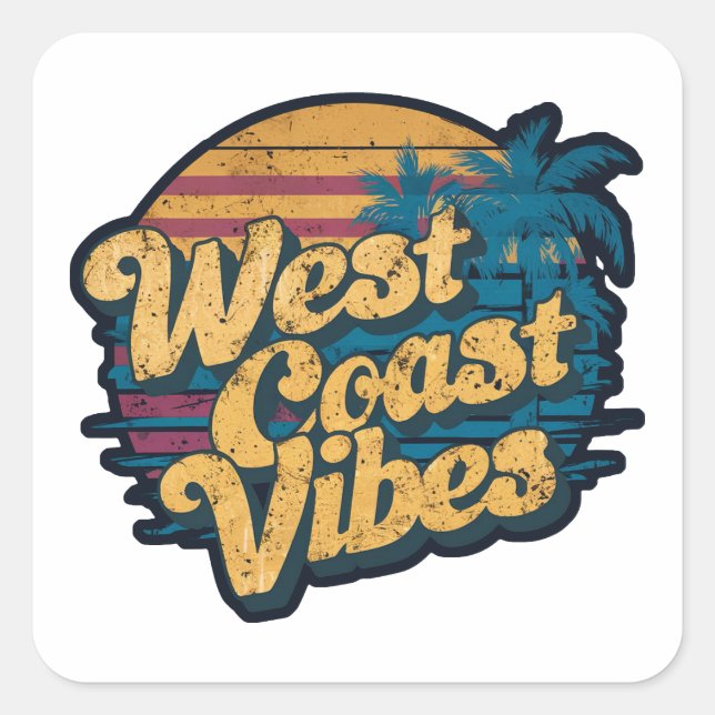 West Coast Vibes Square Sticker (Front)
