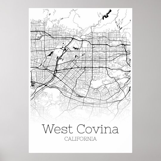 West Covina Map - California - City Map Poster 