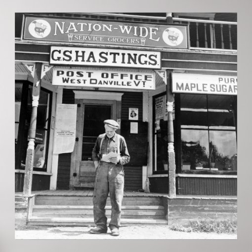 West Danville, VT, Post Office, 1940s Poster Zazzle