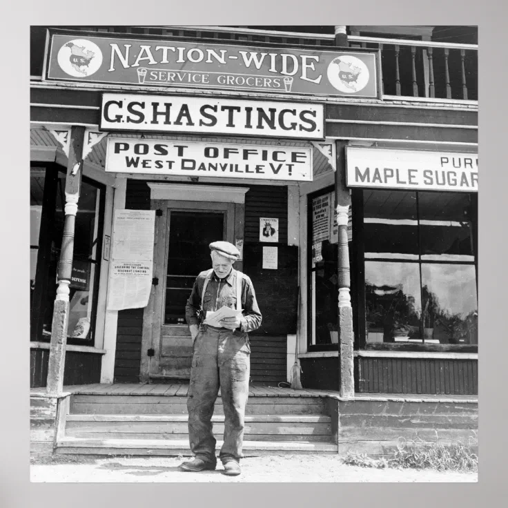 West Danville, VT, Post Office, 1940s Poster Zazzle