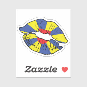 West Flanders West-Vlaanderen Lipstick Love Flag Sticker
