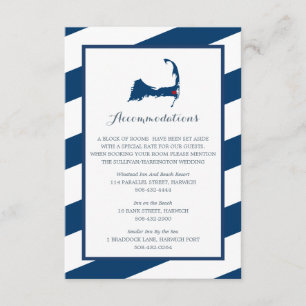 West Harwich Cape Cod Navy Blue   Accommodations Enclosure Card