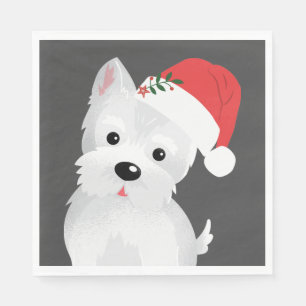 West Highland Dog With Santa Hat Napkins