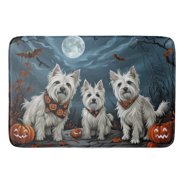 West Highland Halloween Spooky Bath Mat (Front)