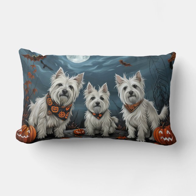 West Highland Halloween Spooky Lumbar Pillow (Front)