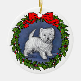 West Highland Terrier Art by Glenda S. Harlan Ceramic Ornament