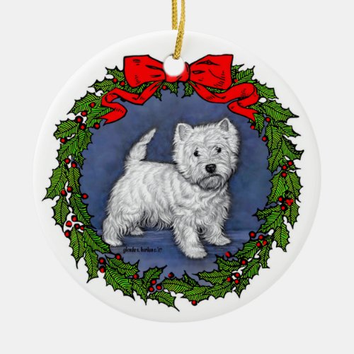 West Highland Terrier Art by Glenda S Harlan Ceramic Ornament