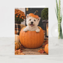West Highland Terrier Autumn Halloween Greeting