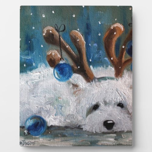 West Highland Terrier Blue Christmas Westie Dog Plaque