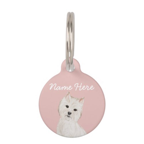 West Highland Terrier Blush Pink Girly Pet ID Tag