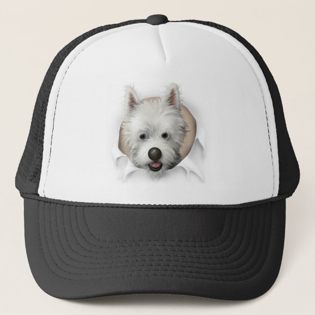 West Highland Terrier Busting Out Trucker Hat (Front)