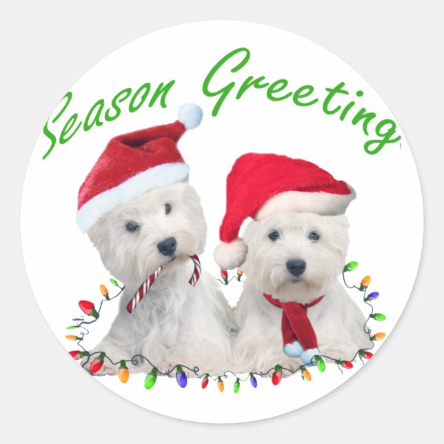 West Highland Terrier Christmas Pals Classic Round Sticker (Front)