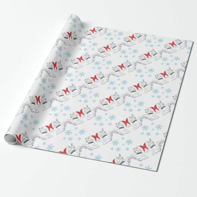 West Highland Terrier Christmas Wrapping Paper (Unrolled)