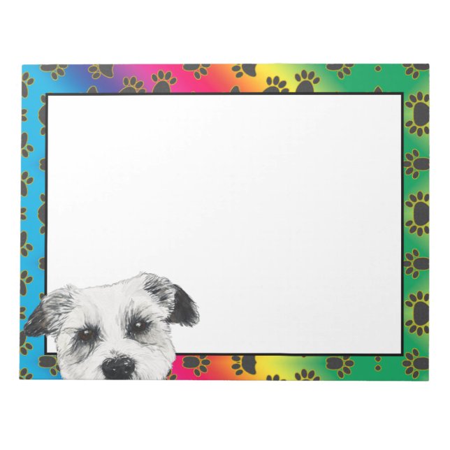 West Highland Terrier colorful dog paw pattern  Notepad (Front)