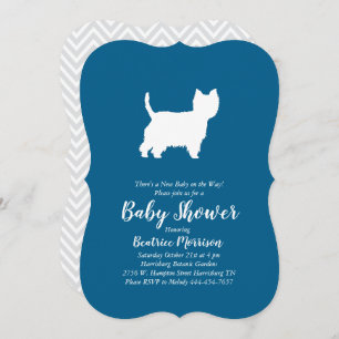 West Highland Terrier Dog Baby Shower Blue Boy Invitation