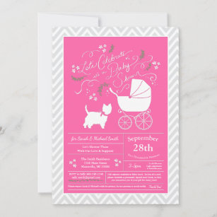 West Highland Terrier Dog Baby Shower Pink Girl Invitation