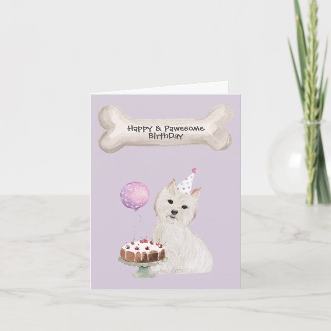 West Highland Terrier Dog Birthday Holiday Card (Front)