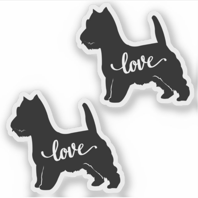 West Highland Terrier Dog Breed Love x2 Vinyl Sticker (Front)