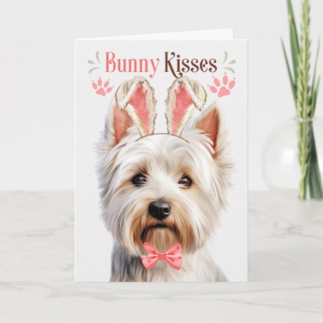 West Highland Terrier Dog in Bunny Ears for Easter Holiday Card (Front)