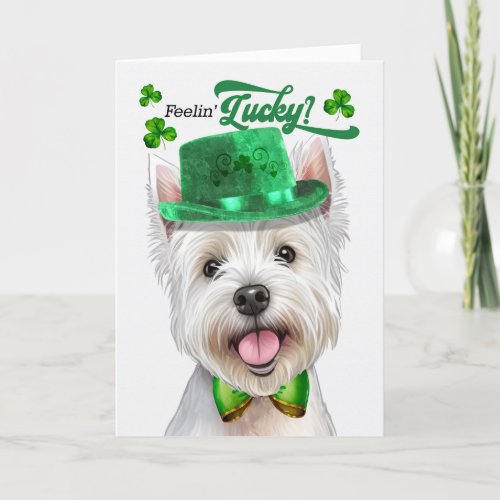 West Highland Terrier Dog Lucky St Patricks Day Holiday Card