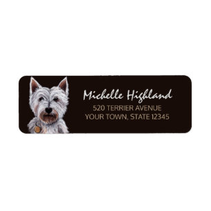 West Highland Terrier Dog Pastel Illustration Label