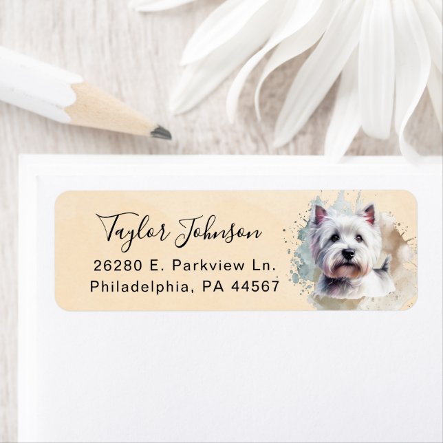 West Highland Terrier Dog Return Address Label (Insitu)