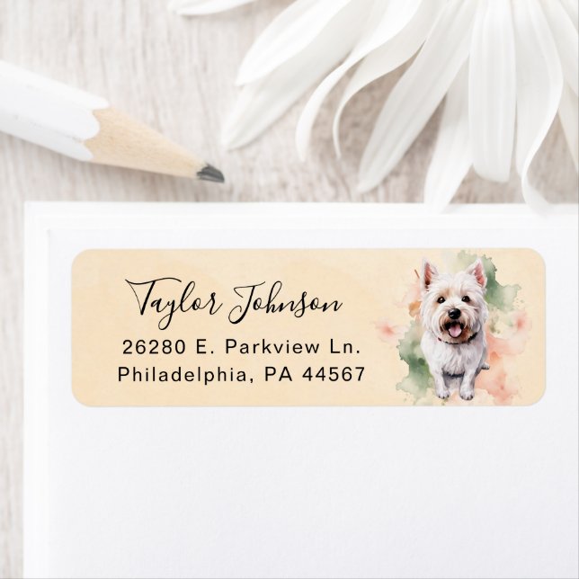 West Highland Terrier Dog Return Address Label (Insitu)
