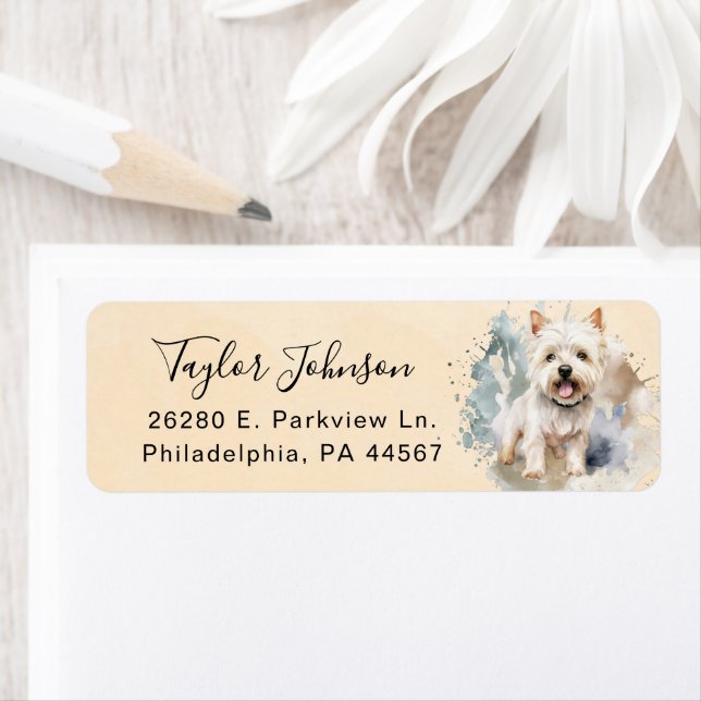 West Highland Terrier Dog Return Address Label (Insitu)