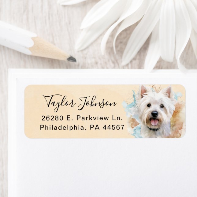 West Highland Terrier Dog Return Address Label (Insitu)