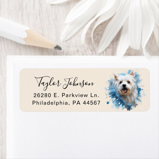 West Highland Terrier Dog Return Address Label (Insitu)