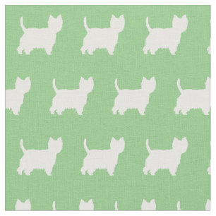 West Highland Terrier Dog Silhouette Sage Green Fabric