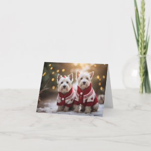 West Highland Terrier Dogs Christmas Card